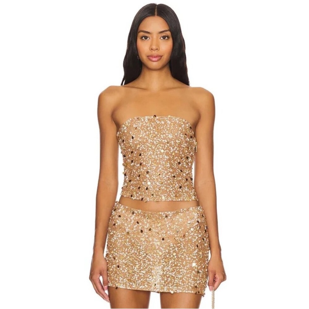 retrofete Marlie Top Caramel Sequin
Embellished Mesh